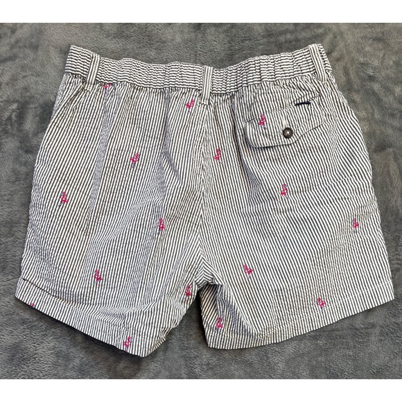 Chubbies Seersucker Shorts Mens Large 5.5" Inseam Gray Flamingo Racers Stripe - Picture 4 of 10